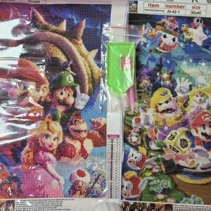 Colorful Cartoon Mario Diamond Painting Kit Set Of 2